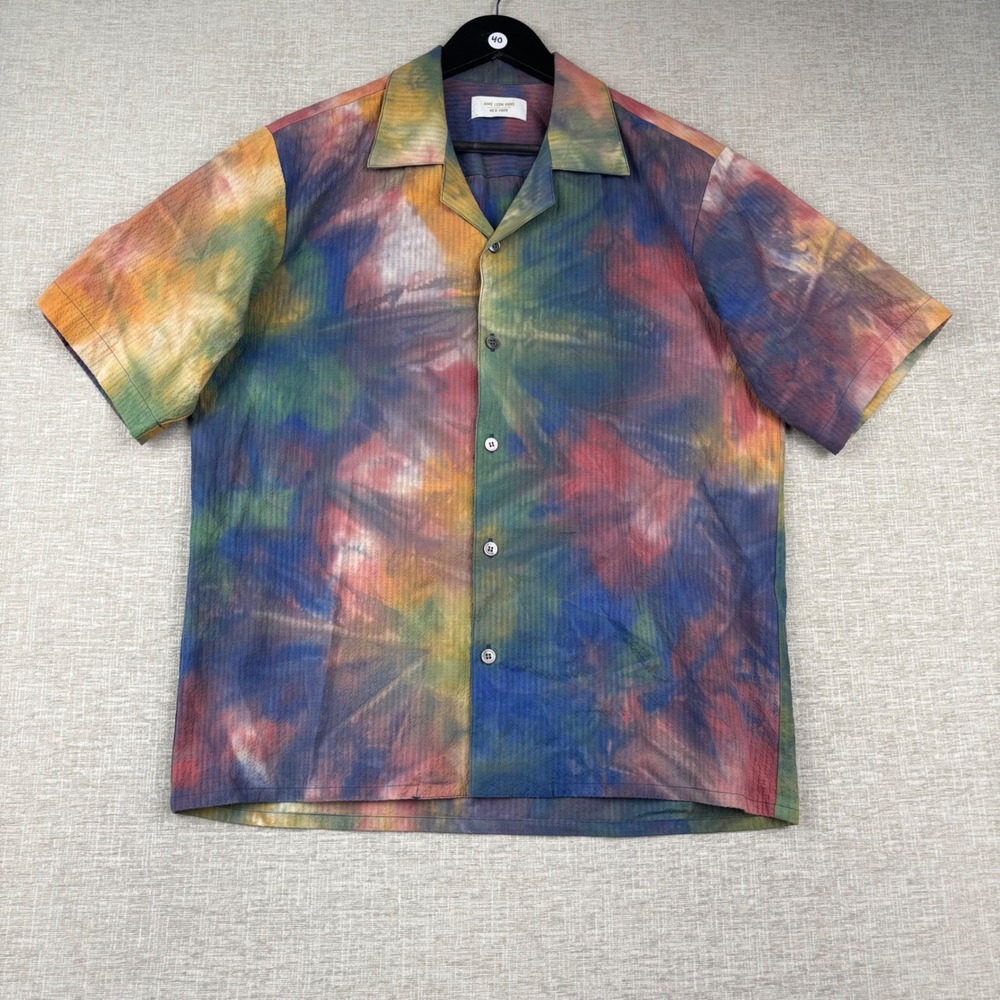 Aime Leon Dore Mens Tie Dye Short Sleeve Camp Collar Shirt Multi Color Size M